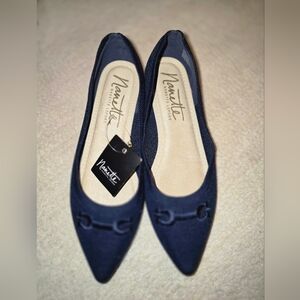 Nanette Lepore Pointed Toe Navy Women's Flats Accent
